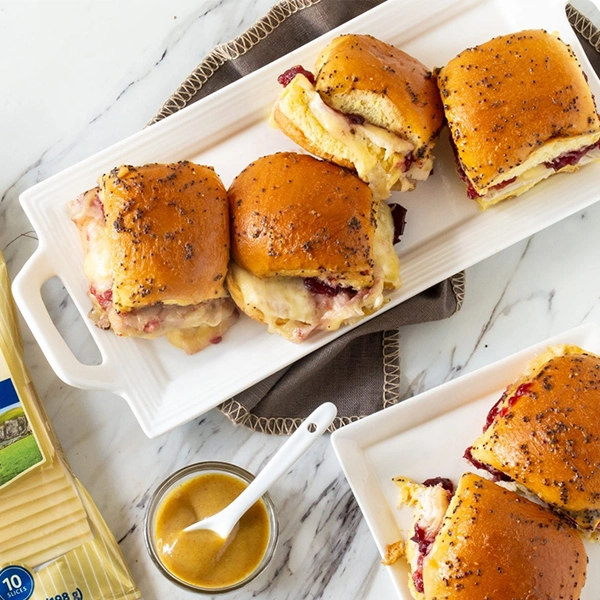 Turkey, Cranberry and Cheddar Sliders